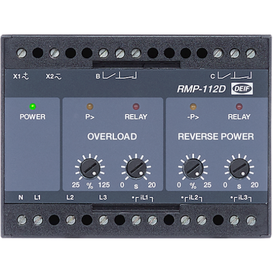 RMP-112D, Overload/reverse power relay, P> and -P> 